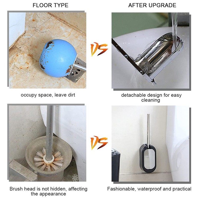 Stainless Luxury Toilet Brush Toilet Brush Set Compact Wall-Mounted Toilet