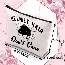 Horse Riding Makeup Bag Horse Lover Gifts Horseback Riding Gift Horse Racing Merchandise Helmet Hair Don't Care Travel Pouch (Helmet Hair CA)
