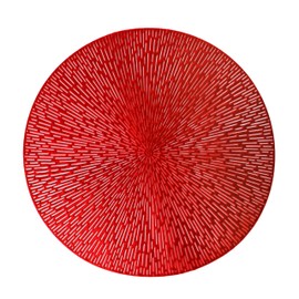 Snowkingdom Red Placemats Set of 6, Round Vinyl Metallic Hollow 15'' Place mats, Washable Wipeable Non Slip Stain Heat Resistant Dinning Table Mats for Valentine's Day Wedding Party Decoration