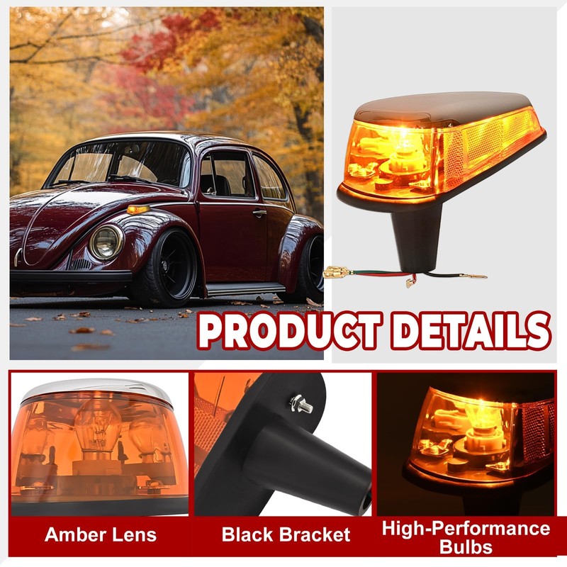 HECASA Turn Signal Light Assembly Compatible with 1970-1979 VW BUG