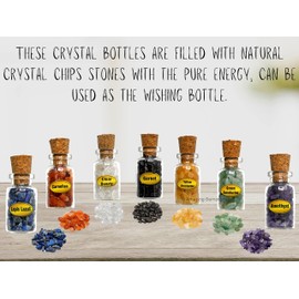 Spell Jars Kit for Witchcraft Supplies and Kit - Set of 14 Crystal Chips Mini Glass Bottles with Cork, Crystals and Healing Stones Wiccan Altar Spiritual Gift (Regular)