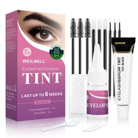 2-In-1 Brow & Lash Tint Kit, Black Eyelash & Eyebrow Dye Kit, Lasting for 6 Weeks, Salon Home Use DIY Hair Dyeing for Full Brows & Volume Lashes 7ml