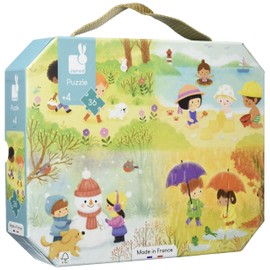 Janod, J02602 Children's Puzzle The Seasons 36 Pieces, Educational Toy, Fine Motor Skills and Concentration, Case with Handle, from 4 Years