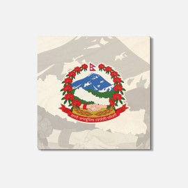 Unbranded Nepal Coat Of Arms 4'' X 4'' Square Wooden Coaster