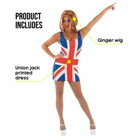 Fun Shack British Union Jack Dresses, Union Jack Dress, Union Jack Fancy Dress Women, Union Jack Costume, 90s Fancy Dress Large