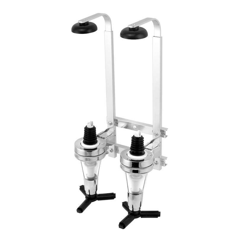 QWORK® Double Head Dispenser Wall Mounted Bottle Holder Aluminum Alloy