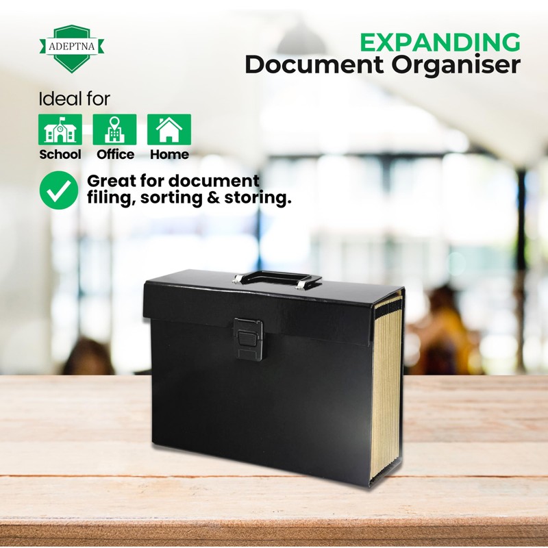 ADEPTNA Highly Durable 18 Pocket Expanding Box File Organiser A4