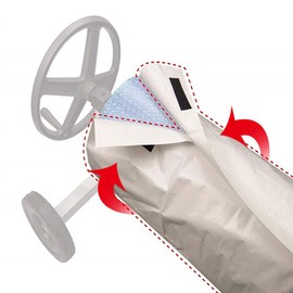 COOSOO Pool Solar Reel Blanket Protective Cover 16ft with Velcro Anti-UV Storage Protection for Ground and Underground Swimming Pool Cover Reel Set (Cover Only) (495x97cm)