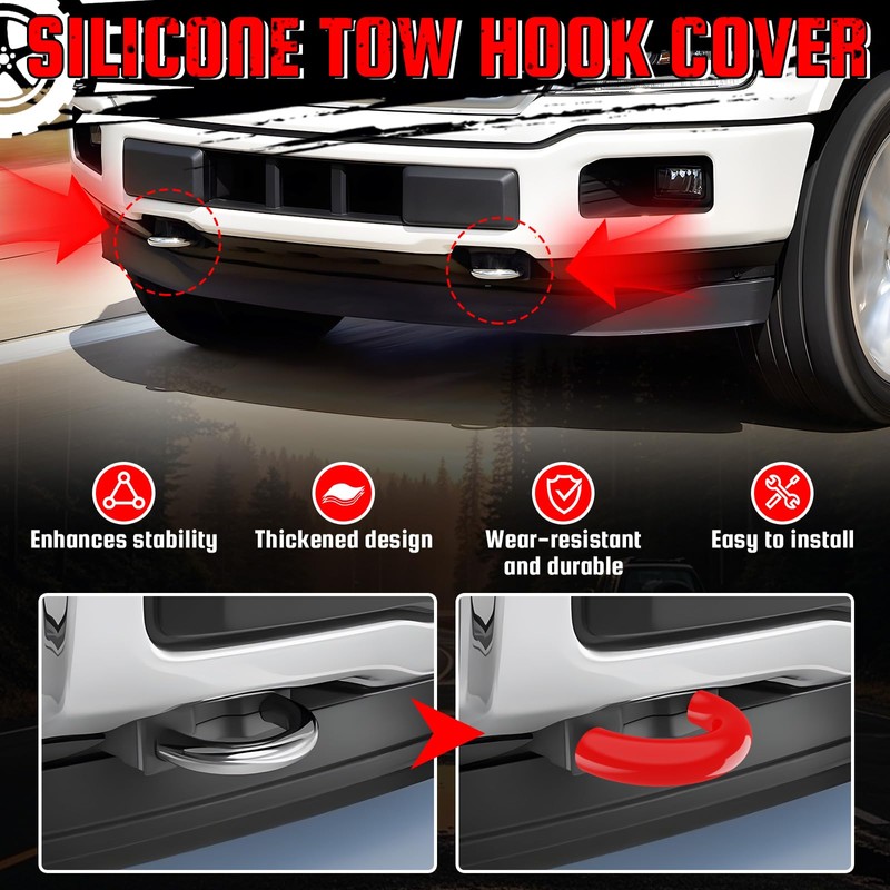 2-Pack Tow Hook Covers for Ford F150 (2004-2025) & Bronco