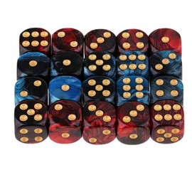 Samcos Dice Polyhedral Dice Set of 20 2 Colors D6 Dice Set 6 Sided Dice for Table Games Board Game Card Game 16mm (Black Red + Black Blue)