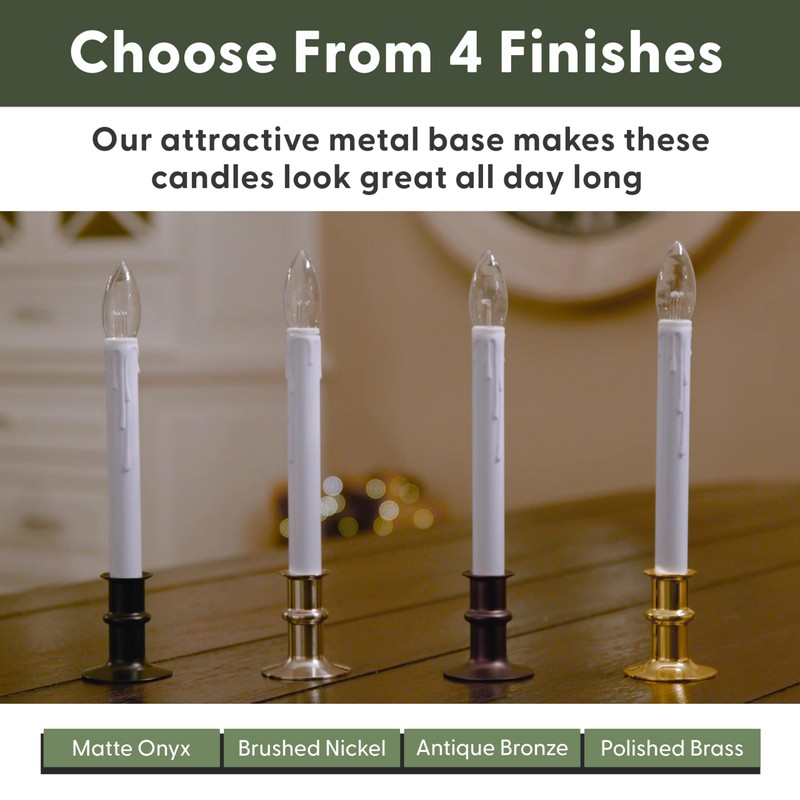 612 Vermont Ultra-Bright LED Window Candles with Timer, Battery Operated,