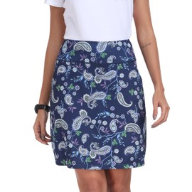 MoFiz - Falda atlética para mujer, de 20 pulgadas, longitud a la rodilla, cintura alta, con bolsillos, para tenis, correr y verano casual, Patrón 2-azul marino, X-Large