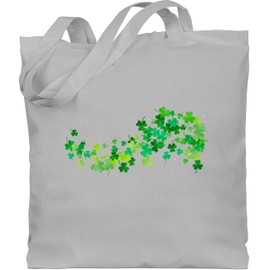 Baumwolltasche - St. Patricks Day - Kleeblätter Glück Glücksbringer Shamrock Glückssymbol Irland Irisch - Unisize - Hellgrau - großer tragetasche kleeblatt sankt tasche patrick beutel paddys
