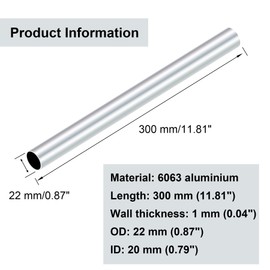 iMeistek 6063 Aluminium Round Tubes,22mm OD,20mm ID,300mm Length Seamless Straight Round Tubing for Industrial,Decorative,Architectural(3PCS)