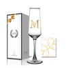 Monogrammed Champagne Flutes with Initials M,Birthday Glass Gift