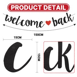 Welcome Back Banner,Black Red Glitter Pennant Flag Bunting Welcome Back Decorations for First Day of School Party Military Army Homecoming Party Supplies