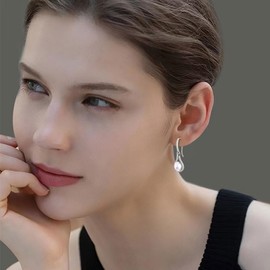 Teardrop Birthstone Hook Earrings for Women, 925 Sterling Silver Hypoallergenic Waterdrop Dangle Earrings for Women Birthday Gift