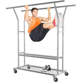 Clothes Rack Heavy Duty Clothes Rack Load 630LBs, Robust Commercial Clothing Display Rack for Heavy-Duty Applications