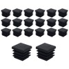 20 Pcs Square Plastic Plugs, Black Tube Inner End Caps,