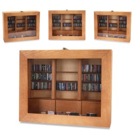 MEGREZ Anxiety Bookshelf, Shake Away Your Anxiety, Handmade Miniature Book Display Case Cabinet, Wooden Stress Relief Desktop Decoration Comes with About 200 Mini Books Model