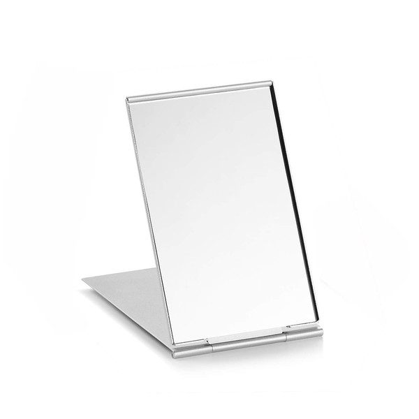 Portable Folding Mirror, Ultra-Slim Durable Makeup Tabletop Mirror for Travel with Aluminum Shell（15.2x10.1cm，Large Size）