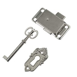 Luomorgo Cabinet Lock Cupboard Door Lock Spring Door Lock Decorative Case Box Lock with Key, Silver