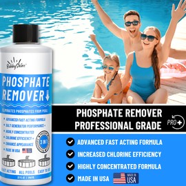 BubbyShine, Phosphate Remover - Pool Chemicals, Pool Phosphate Remover, Pool Chemicals For Inground Pools & Above Ground Swimming Pools, Perfect for Pool Openings to Make Your Pool Phosphate Free 32oz