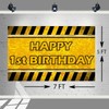 7 x 5 FT Yellow Happy 1st Birthday Backdrop, 1st