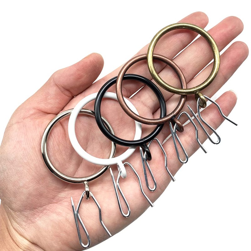 Adiyer 28pcs 1.5-Inch Drapery Rings Black Curtain Rings with Eyelet