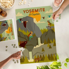 Yosemite National Park, California, El Capitan, Geometric National Park Series (1000 Piece Puzzle, Challenging Jigsaw Puzzle for Adults, Made in USA)
