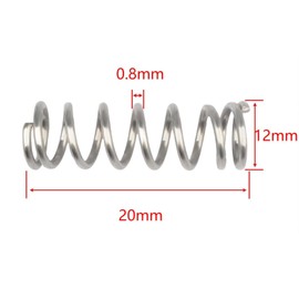 12 Pcs Compression Springs, 0.8mm Wire Diameter x 12 mm OD x 20 mm Length 304 Stainless Steel Extension Spring Ballpoint Pen Pressure Springs for Shop Home Repairs, Silver