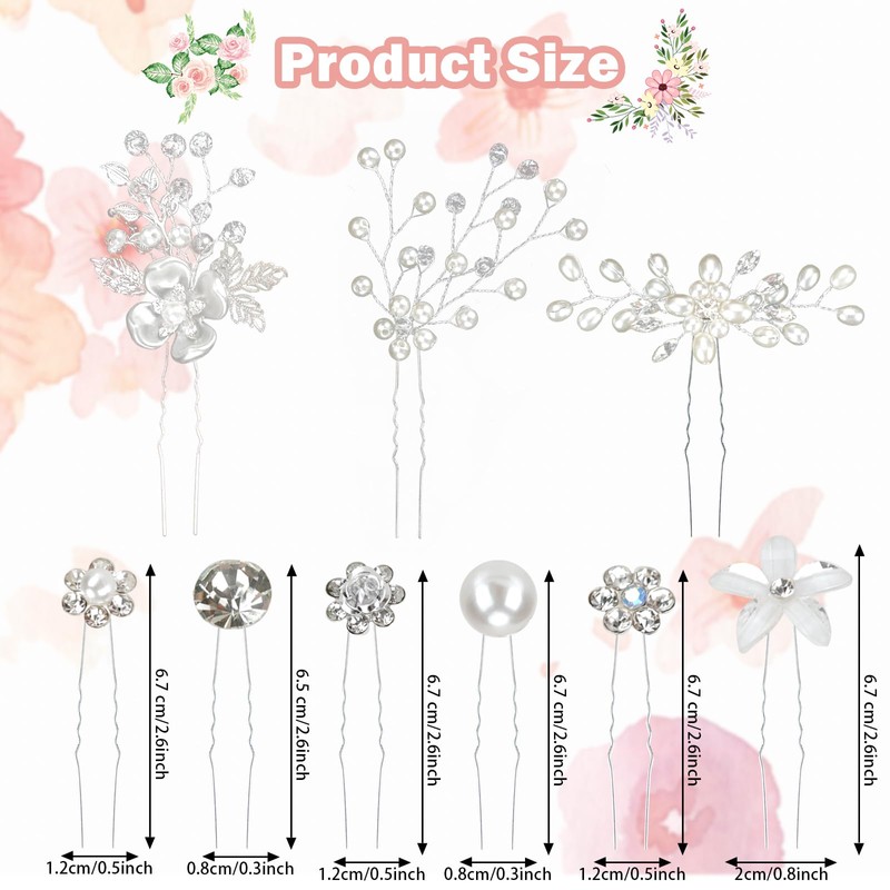 33Pcs Bridal Wedding Hair Pins, Rhinestone Flower Hair Pins U