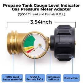 Propane Tank Gauge, QCC1/Type1 Propane Level Indicator Connector, Leak Detector Gas Pressure Meter, Gas Adapter Universal for BBQ Gas Grill, Griddle, Camp Stove, Gas Pizza Oven, Fire Pit, RV Camper