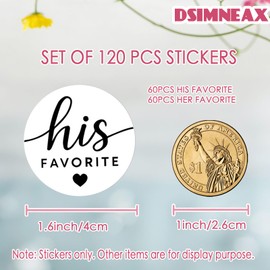 60pcs Her Favorite+60pcs His Favorite Wedding Candy Favor Stickers - Candy Bag Seals Wedding Stickers Bridal Shower Favor Treat Bag Stickers(HIS+HER)