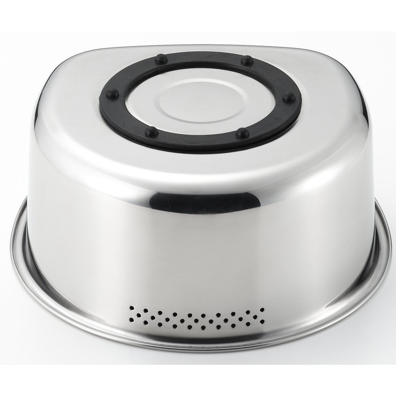 Yoshikawa SJ2500 Washtub, D-Shaped, Small, Perforated & Rubber Feet, Silver,
