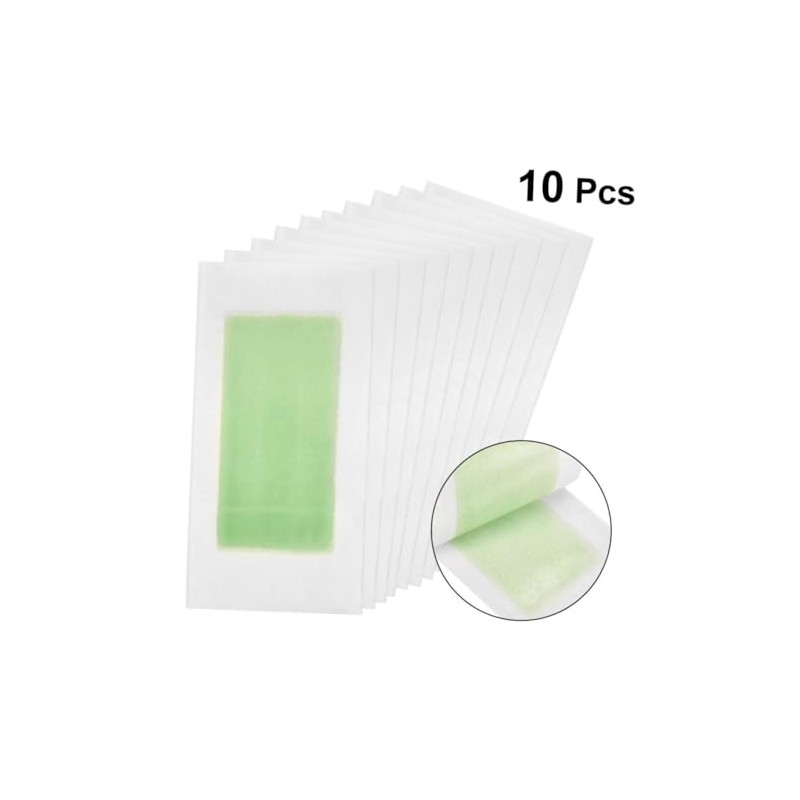10 piezas Tiras de Cera Depilatoria Doble Cara Verde para