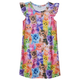 Jxstar Nightgowns for Toddler Girls Flutter Sleeve Cotton Sleepwear Night Dresses