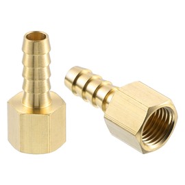 sourcing map 2 Pcs Brass Hose Barb Fitting, 5/16" Barb x 1/4" NPT Female Brass Barb Pipe Fitting Adapter for Connect Pipes Mechanical Devices Plumbing Equipment