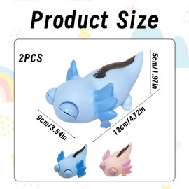 2 PCS Axolotl Squishy, Squishy Axolotl Toy, Soft Squeeze Toys for Stress Relief, Sensory Play for Kids Adults, Funny Birthday Joke Prank & Present, Unwind Relaxing Sensory Stretchy Ball