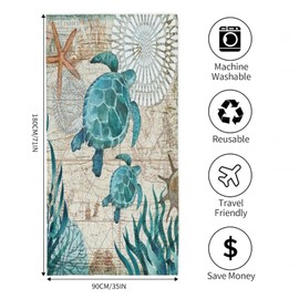 MetalNuts Microfibre-Lightweight-Towel Microfibre Beach Towel, 71"x32" Oversized Extra Large Beach Towel for Adult, Quick Dry Sand Free Travel Pool Towel for Camping Swimming Sports Gym (turtle)