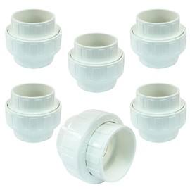 Luomorgo 2" PVC Union Pipe Fitting, 2 Pcs Socket x Socket White PVC Adapter Coupling Schedule 40, EPDM O-Ring