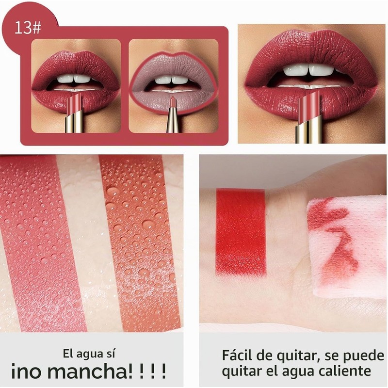 Lápiz Labial 2 en 1 LONEOURS – Mate, resistente al