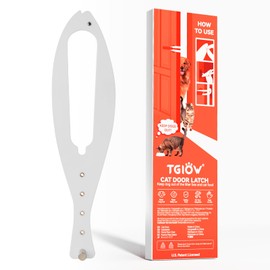 TGIOW Cat Door Latch, 1 Pcs Cat Door Stopper Pet Door Latch to Keep Dog Out of Litter Box and Food, Door Prop for Cat with 5 Adjustable Size Strap 2.5-6" Wide, No Measuring, Easy to Install, White
