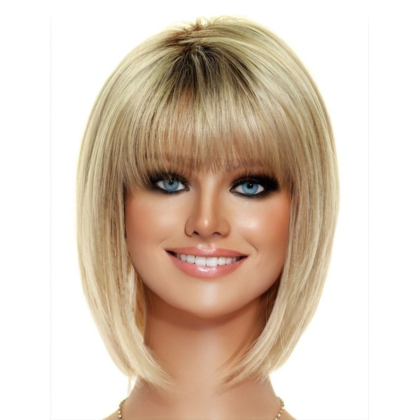 Alva Noriko Wigs |  Bob with Bangs | Rooted Color Champagne |  NEW STYLE