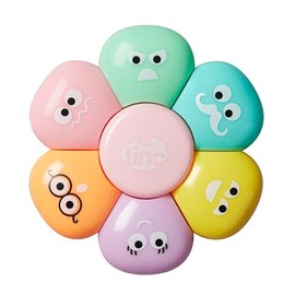 Tinc Pastel Flower Highlighters - 6 cute colours to choose from: pink, orange, green, yellow, blue and purple - fun face designs on each highlighter - great for school or the office