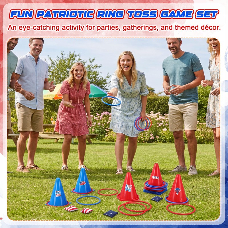 RoundFunny 12set 3 in 1 Independence Day Ring Toss Game