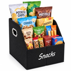 Snack Organizer for Countertop, Large Fabric Snack Basket with Side Handles