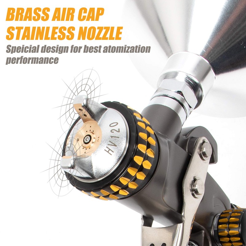 BEETRO HVLP Air Spray Gun 2.5mm Nozzle 1000ml Capacity 14.5CFM