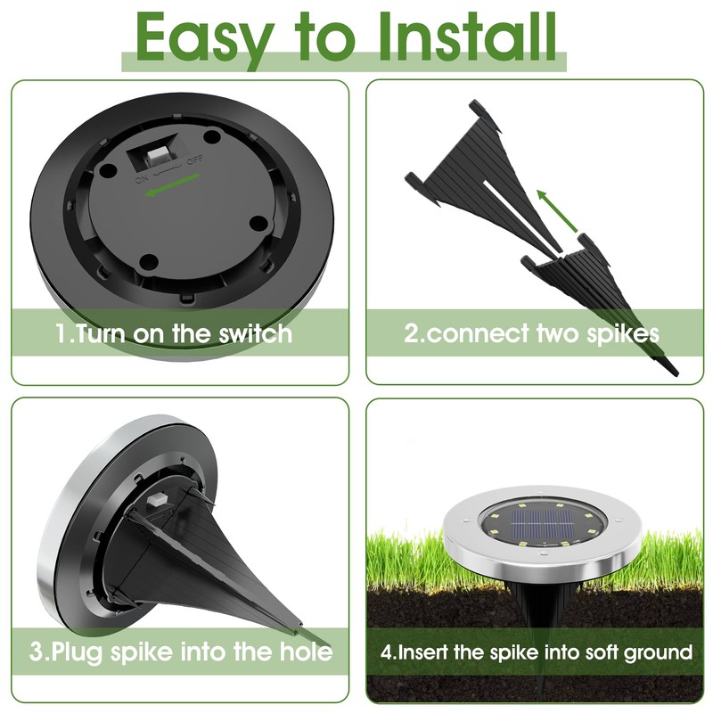 INCX Solar Lights for Outside,8 Pack Solar Light Outdoor Waterproof,
