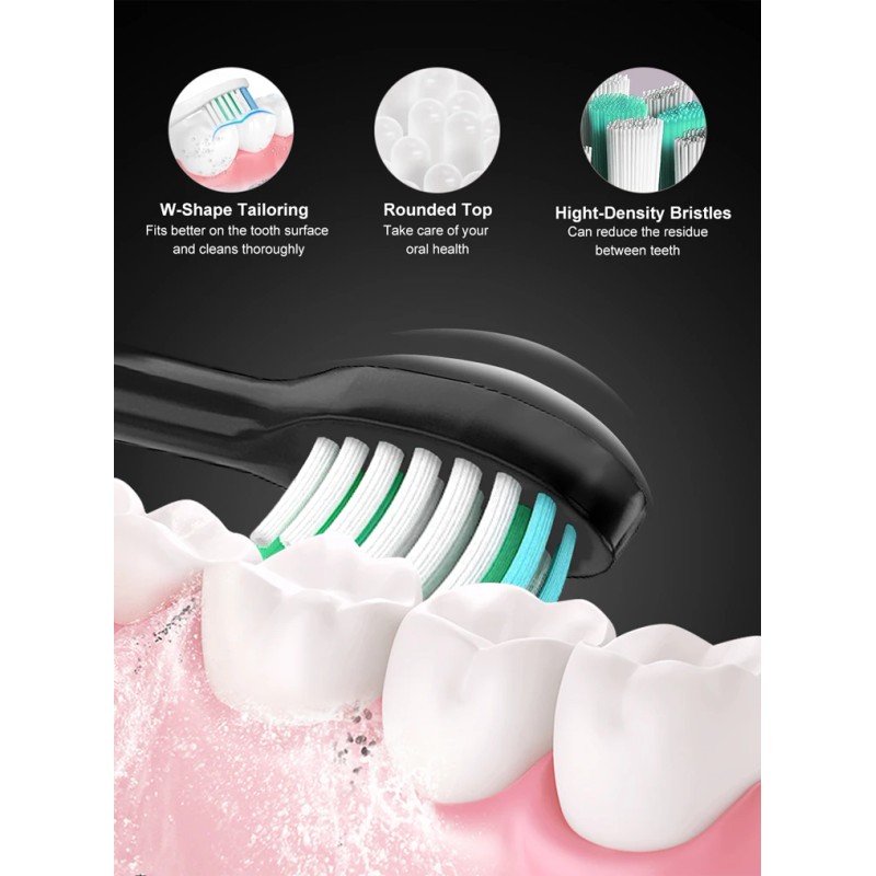 Toolzia Sonic Electric Toothbrush - Rechargeable with 8 Brush Heads